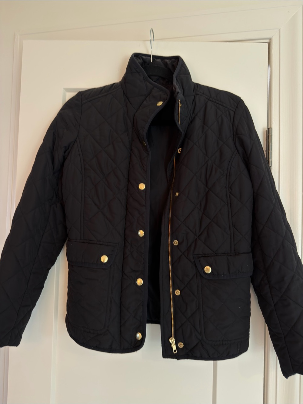 J. Crew Black Quilted Jacket with Gold Hardware